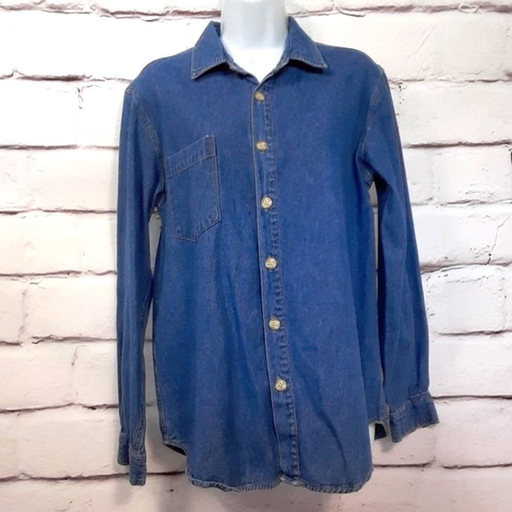 Paul Harris Denim Shirt Woman's Small 100% Cotton Pre-owned